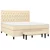 Vidaxl Box spring postelja z vzmetnico krem 160x200 cm blago
