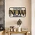 WallXpert zidni ukras od drveta i metala Adesso, natpis „yesterday NOW tomorrow“, 56 x 32 cm, zeleno drvo / crni