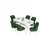 Hanah Home Set Trpezarijski sto i 6 stolica Eva, Zeleno-beli