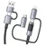 USAMS USB kabel - USB tip C / microUSB / Lightning 1,2 m srebrn 1 kos.