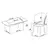 HANAH HOME Rasklopivi trpezarijski sto i stolice (5 delova) Asfel White Grey