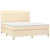 Vidaxl Box spring postelja z vzmetnico krem 180x200 cm blago