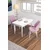 Hanah Home trpezarijski set Arp, sto i 2 stolice, bela ploča, roze tkanina Babyface