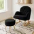 ATELIER DEL SOFA Fotelja i tabure Dugmeli Black