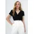 Trend Alacati Stili Ženska bluza kratkih rukava Alc-X13883, V-izrez, Crna