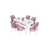 Hanah Home Set Trpezarijski sto i 6 stolica Eva, Roze-beli