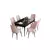 Hanah Home Set Trpezarijski sto i 6 stolica Are, Roze-crni