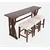 Livin Hill Barska miza s kompletom, 188x91,5x46 cm, rjava