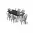 HANAH HOME Rasklopivi trpezarijski sto i stolice (7 delova) Uzi Black Marble Grey