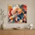 WallXpert uramljena slika na platnu Cc-K-Ah-1005, apstraktni cvet i geometrijski oblici u toplim tonovima, 60 x 60 cm