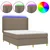 Krevet box spring s madracem LED smeđesivi 140x190 cm tkanina
