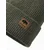 Ombre Mens knitted beanie cap with patch - olive