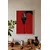 WallXpert uramljena slika 115276, crna zmija na crvenoj pozadini, 50 x 70 cm, beli ram