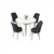 Hanah Home trpezarijski set Osle, sto i 4 stolice, bela ploča, hromirane noge, antracit tkanina Babyface