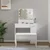 Vidaxl Komplet toaletnih mizic z LED lučkami bel konstruiran les