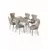 HANAH HOME Rasklopivi trpezarijski sto i stolice (7 delova) Esla Anthracite Chrome Cappuccino