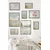 WallXpert set od 8 uramljenih slika Çgs-053, pastelni pejzaži – beli labud na jezeru, cvetna livada, more i roze lale, crni ram