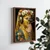 WallXpert uramljena MDF slika NAL088-70, portret devojke sa slušalicama, žutom maramom i cvetnim vencem, 50 x 70 cm