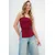 Trend Alacati Stili Ženska bluza bez rukava Alc-X13752, Brod izrez, Bordo