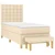 Vidaxl Box spring postelja z vzmetnico krem 90x190 cm blago