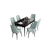 Hanah Home Set Trpezarijski sto i 6 stolica Are, Zeleno-crni