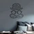 WallXpert metalni zidni ukras DEC-BL019, šešir, naočare i brkovi u geometrijskom stilu, 40 x 40 cm, crni