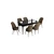 Hanah Home Set Trpezarijski sto i 6 stolica Han, Braon-crni