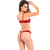 Open Cup Bra Set - Metallic Red