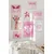 WallXpert set od 8 uramljenih slika Çgs-022, roze motivi – leptir, žirafa, trešnje, balon pas i natpis Self Love, beli ram