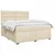 vidaXL Postelja boxspring z vzmetnico Krem 140 x 200 cm Blago