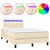 vidaXL Box spring postelja z vzmetnico LED krem 120x200 cm blago