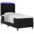 LED Box Spring Krevet s madracem Crna 90 x 190 cm tkanina