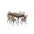 Hanah Home trpezarijski set Pir, sto i 6 stolica, ploča u dekoru drveta Baroque, krem tkanina Babyface