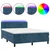 Greatstore Box spring postelja z vzmetnico LED temno modra 140x200cm žamet