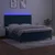 Vidaxl Box spring postelja z vzmetnico LED temno modra 160x200cm žamet