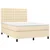 Vidaxl Box spring postelja z vzmetnico LED krem 140x190 cm blago