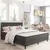 Vidaxl Boxspring postelja temno siva iz blaga 180x200 cm