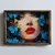 WallXpert uramljena MDF slika NAL169-70, ženski portret sa crvenim usnama među plavim leptirima, 50 x 70 cm