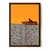 WallXpert uramljena MDF slika 3752KACT-004, ribar u čamcu iznad jata šarenih riba na narandžastoj, 37 x 52 cm