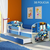 Drveni dječji krevet 160×80 s bočnom stranicom i dodatnom ladicom na izvlačenje - plavi - 27