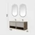 Skye Decor Set kupatilskog ormarića sa umivaonikom i ogledalom, 2 dela, Krem