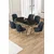 Hanah Home trpezarijski set Afe, sto i 6 stolica, ploča u dekoru Sonata, zlatne noge, antracit tkanina Babyface