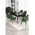 Hanah Home trpezarijski set Via, sto na razvlačenje i 6 stolica, ploča u dekoru crnog mermera, kaki zelena tkanina Jerry