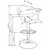 Barska stolica 115x60 cm bela/crna/hrom