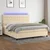 Vidaxl Box spring postelja z vzmetnico LED krem 200x200 cm blago