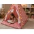 Kinder home Dečiji pamučni šator little stars, roze sa zvezdama, 100% pamuk, sa mekom podlogom za punjenje, jastukom i led svetlima ( JW-