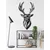 WallXpert metalni zidni ukras 5037, glava jelena, pola geometrijska, pola realistična, 46 x 75 cm, crni