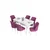 Hanah Home Set Trpezarijski sto i 6 stolica Eva, Ljubičasto-beli