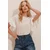 Trend Alacati Stili Ženska bluza kratkih rukava ALC-X10013, Okrugli izrez, Bela