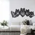 WallXpert metalni zidni ukras 5134, glave pet vukova u nizu, 45 x 19 cm, crni
